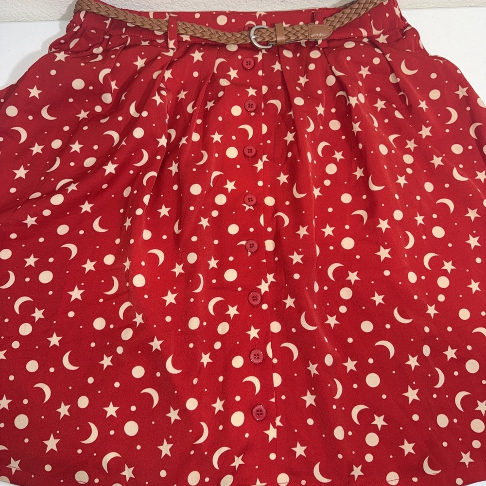 Modcloth Skirt Red Moon & Stars Large Whimsigoth Witch Cottage Core NWT - Picture 16 of 16